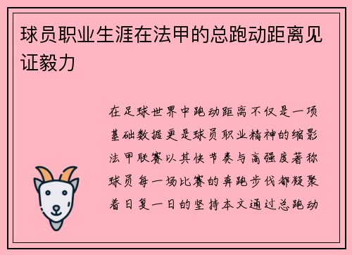 球员职业生涯在法甲的总跑动距离见证毅力